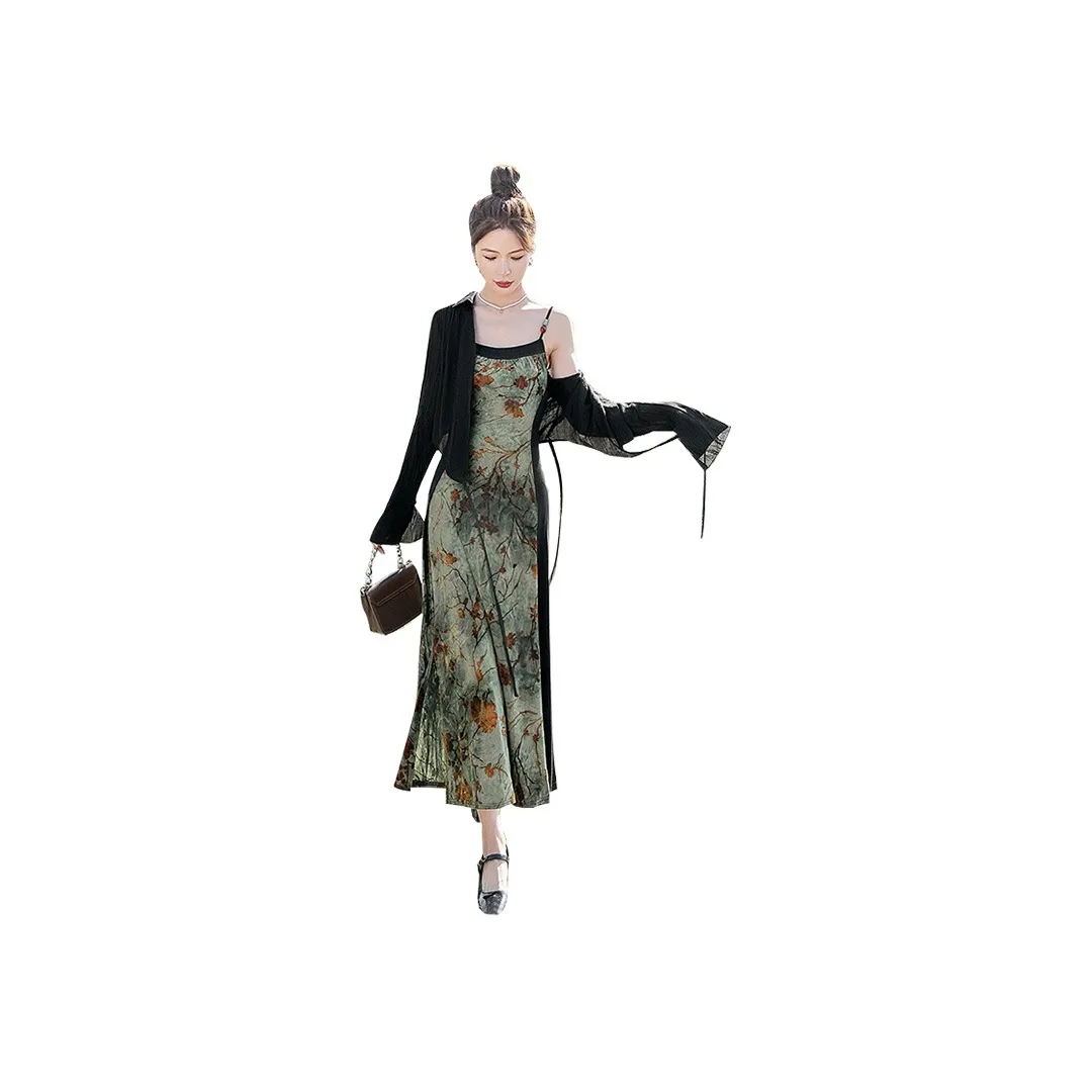 Cypress House Skirt Set Women's Black+Vintage Green