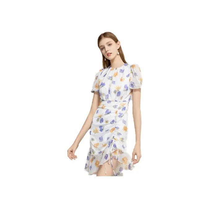 Caroline Белый Женские Короткие Платья с Рукавами