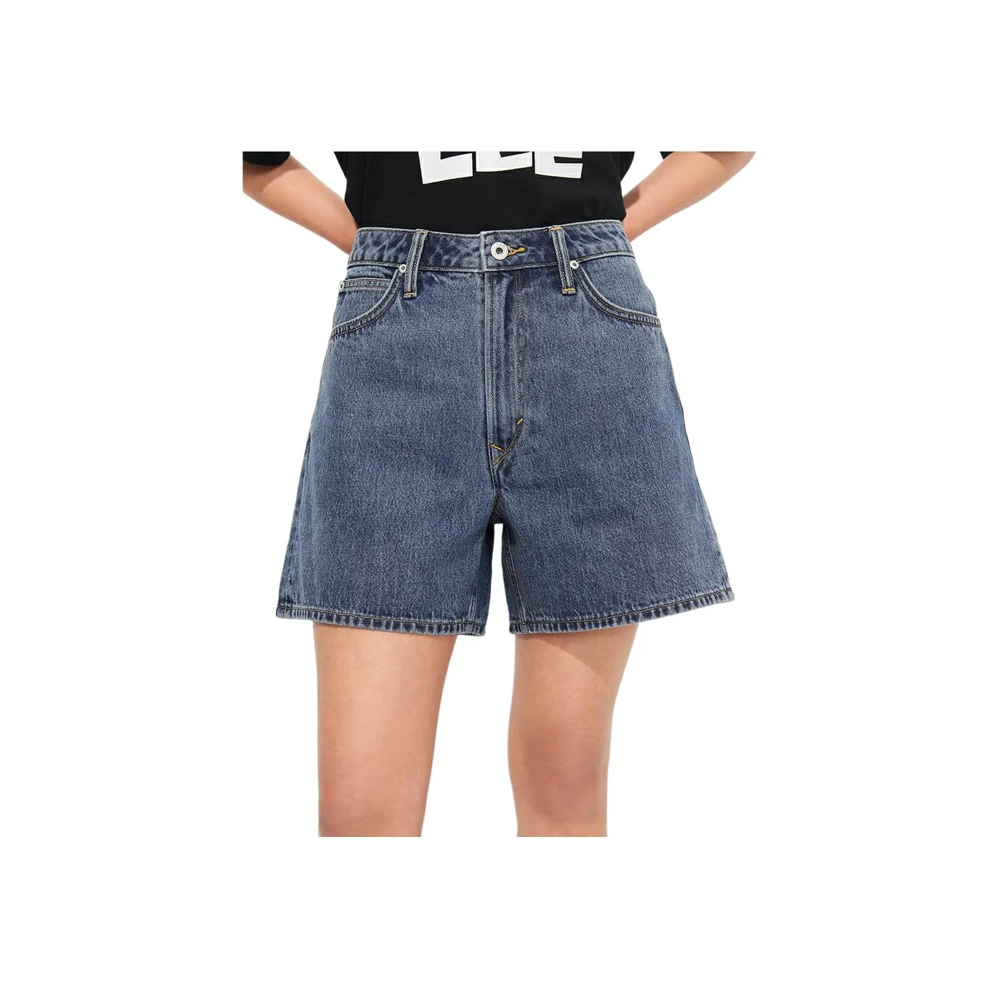 Женские джинсовые шорты Lee co-branded модель средний синий