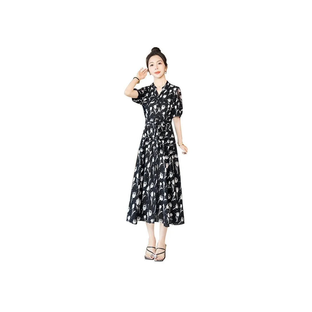 Cypress House Short Sleeved Dress Women's Black Sole Light Gray Heather
