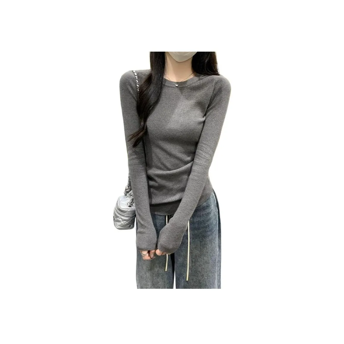 ABBY GODDESS Стандартный Корейский стиль Пуловер T-рубашка Женская