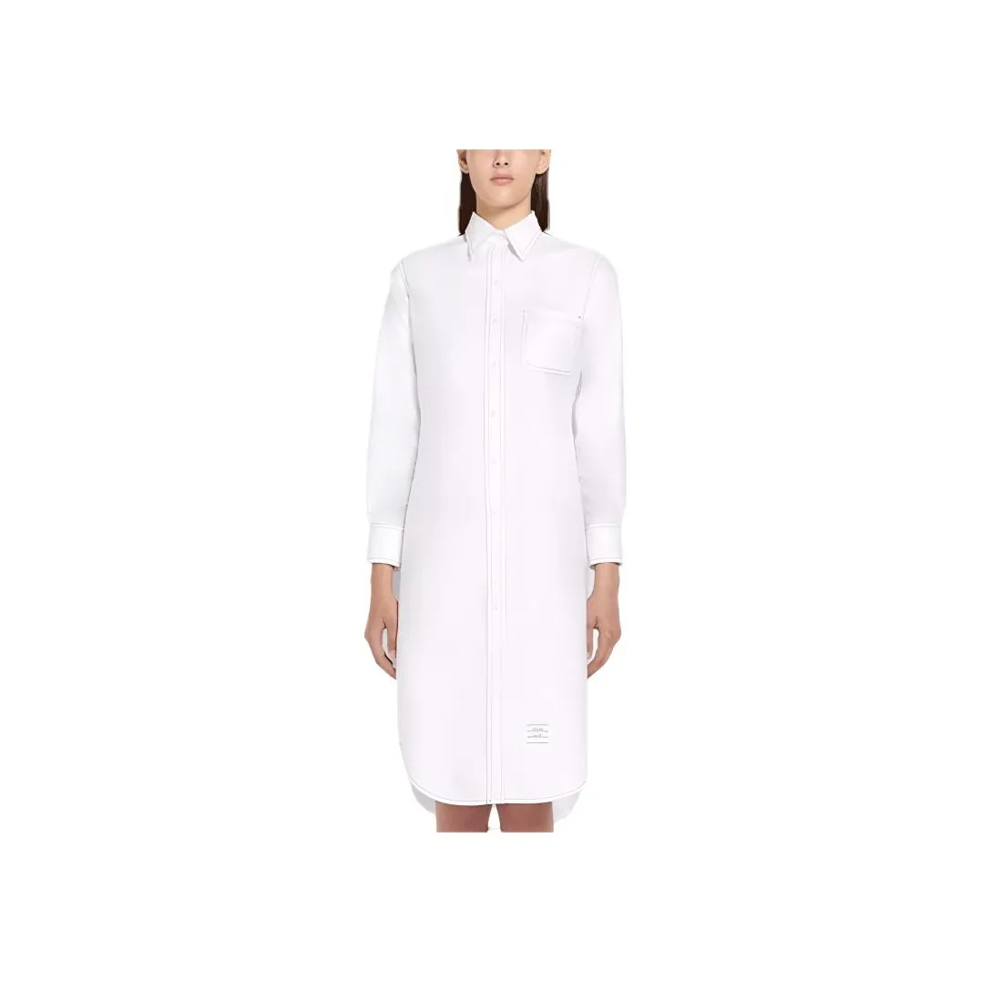 THOM BROWNE· FW21 Long Sleeved Dress Women's White
