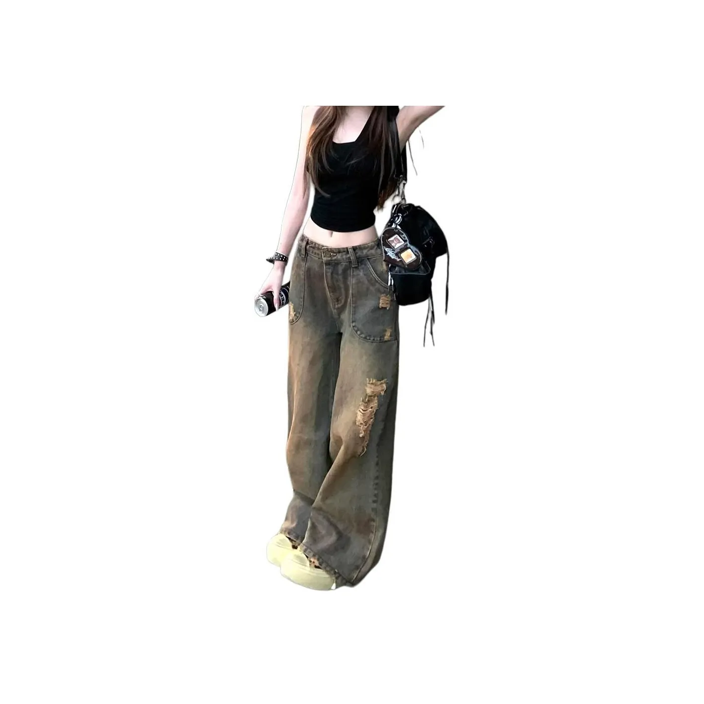 SRCG Потертый цвет Женские джинсы