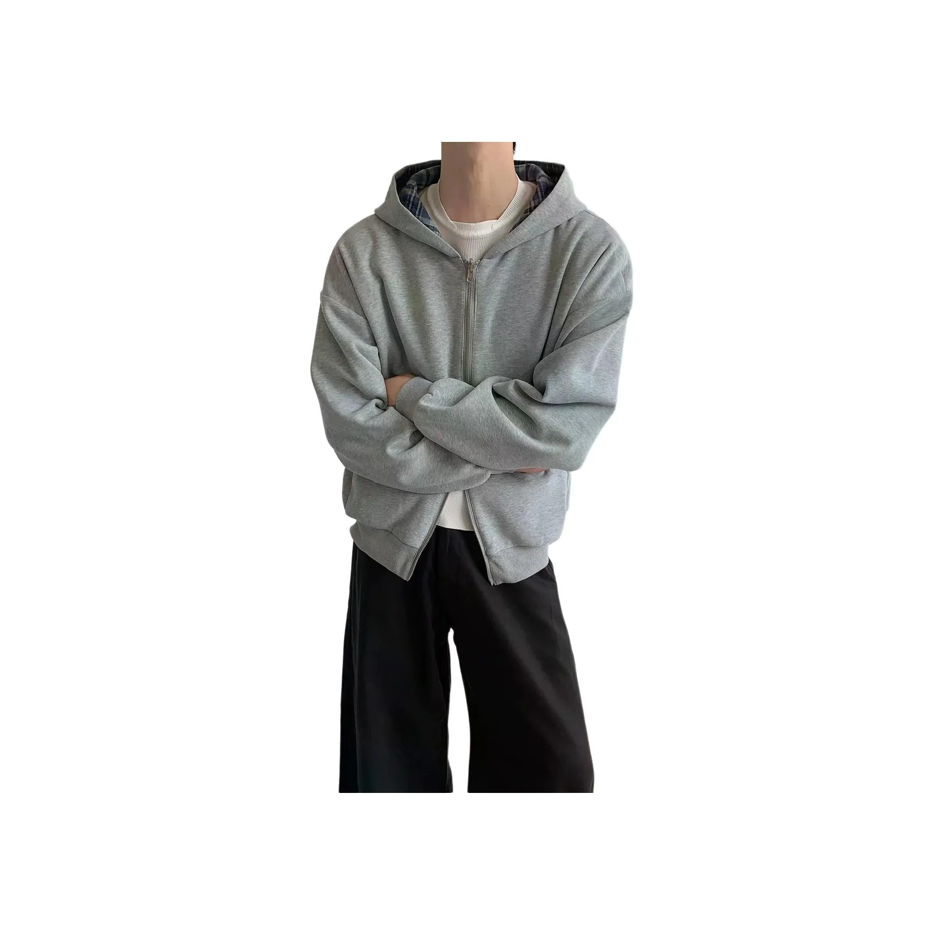 SHIQUANYI Толстовка для мужчин двусторонняя с двойными молниями тяжелая унисекс