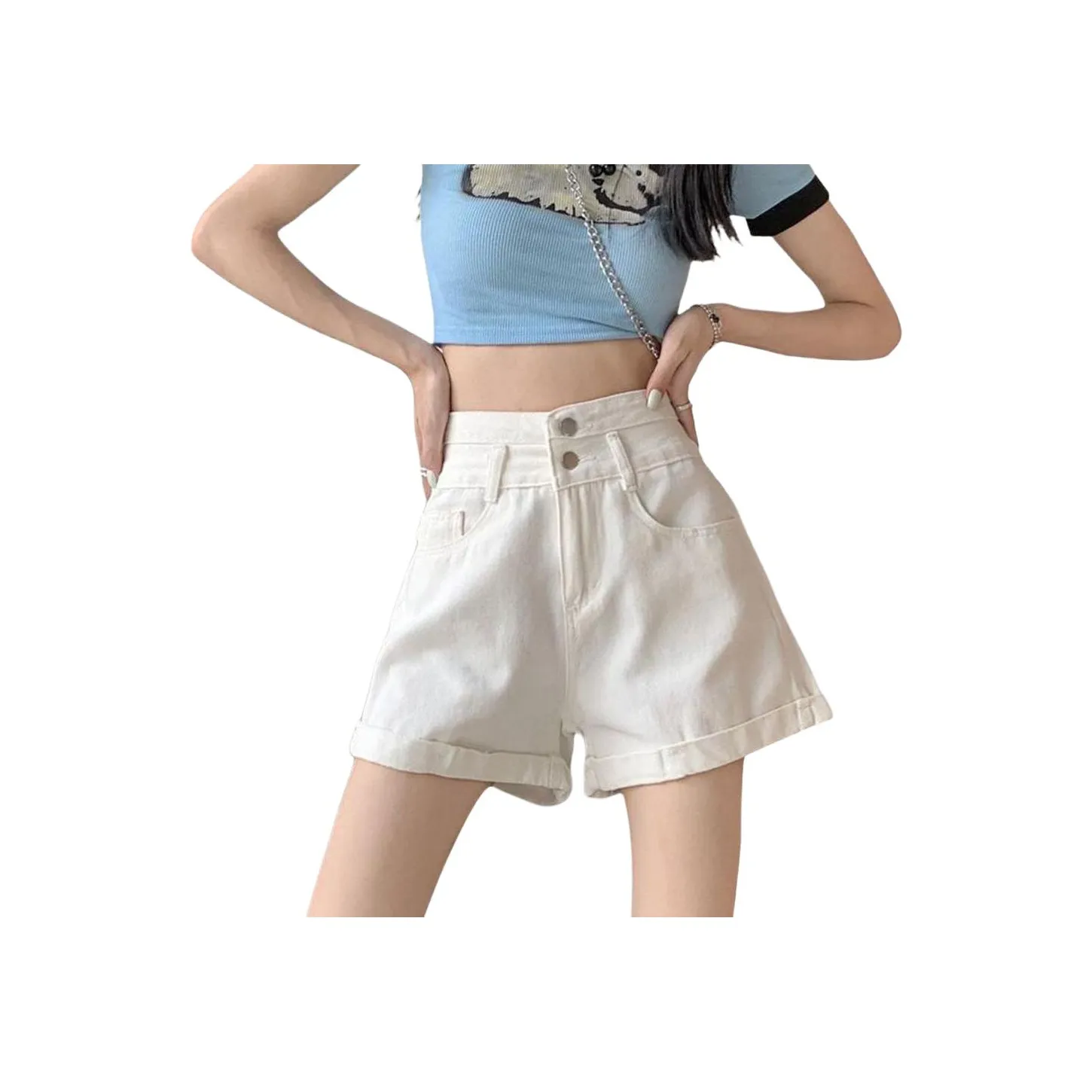 NHZN Джинсовые шорты Женские Белые