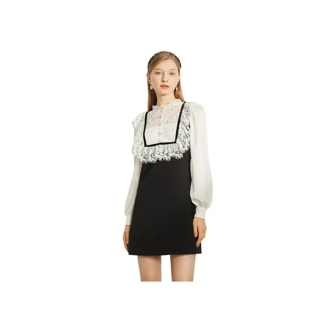 Anmani Long Sleeved Dress Women's Black White