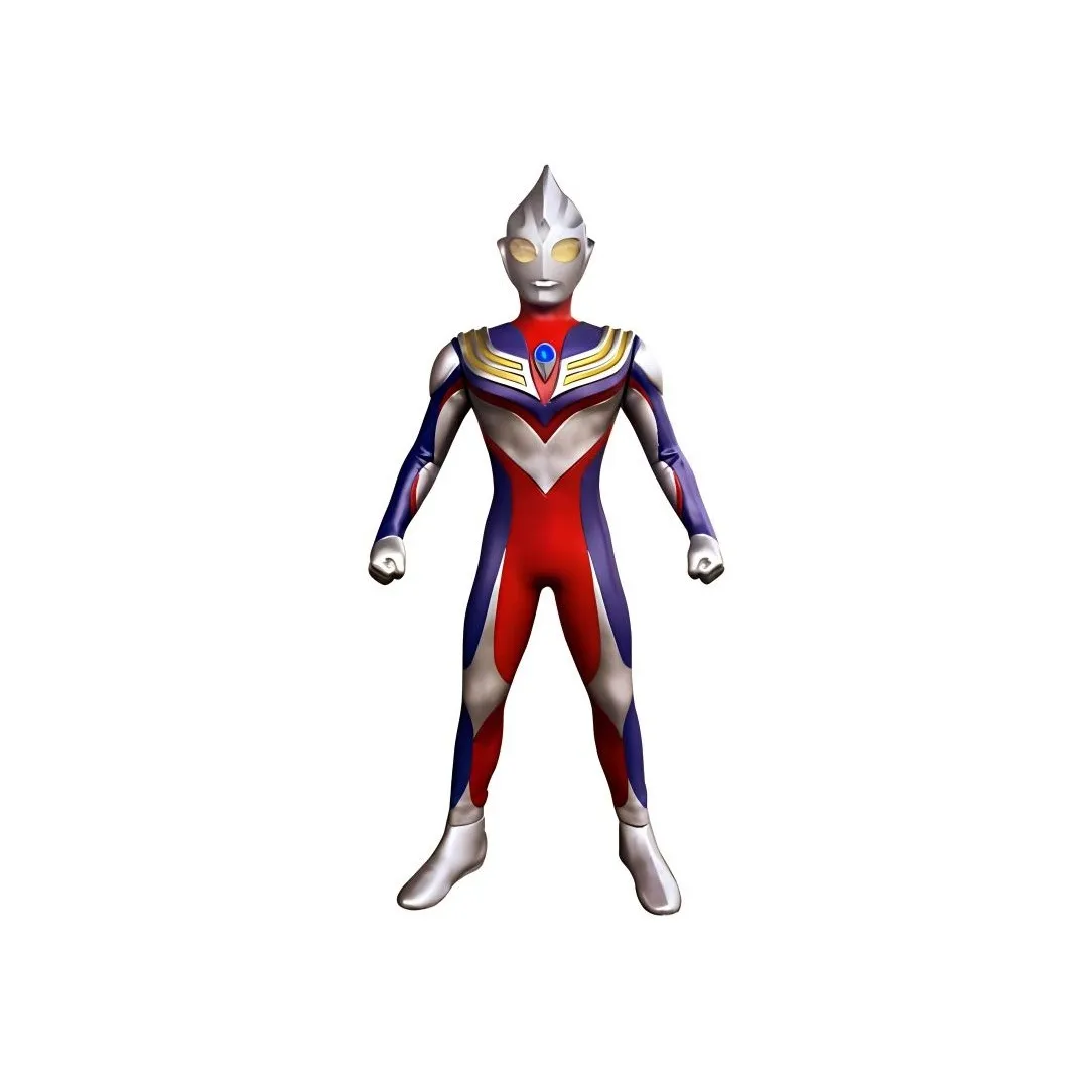 BANDAI Ultraman Tiga Ultraman Giant Of Light Action Figures Red Composite Deluxe Version