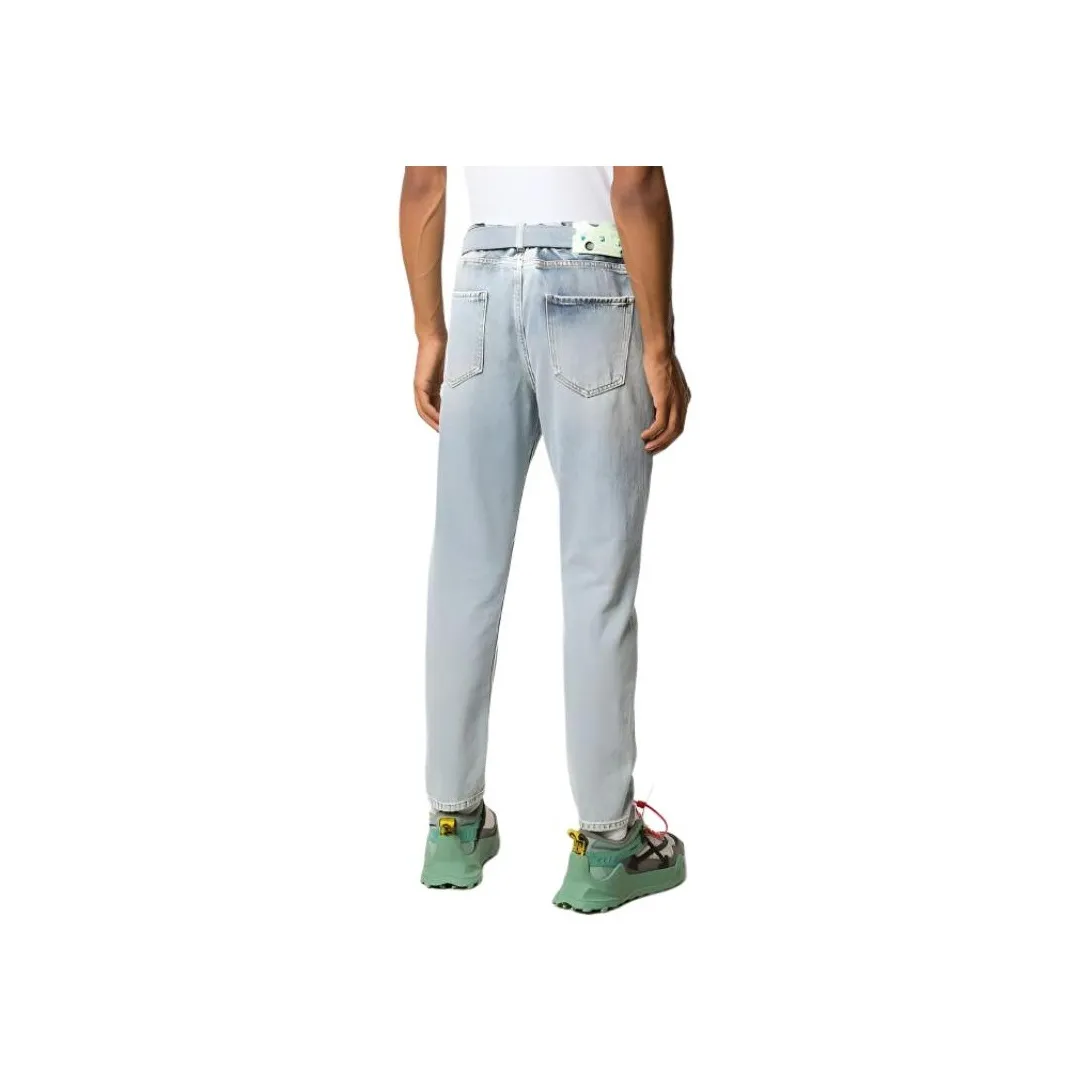 OFF WHITE Belted Low Rise Slim Fit Jeans