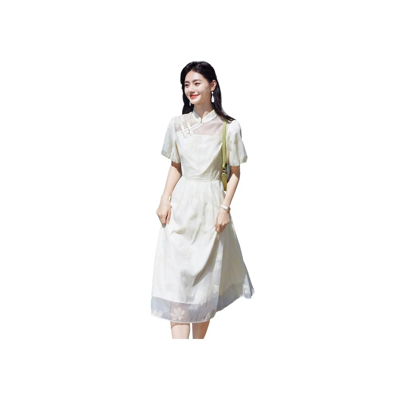 A paradise for awakening Short Sleeved Dresses Women's Beige