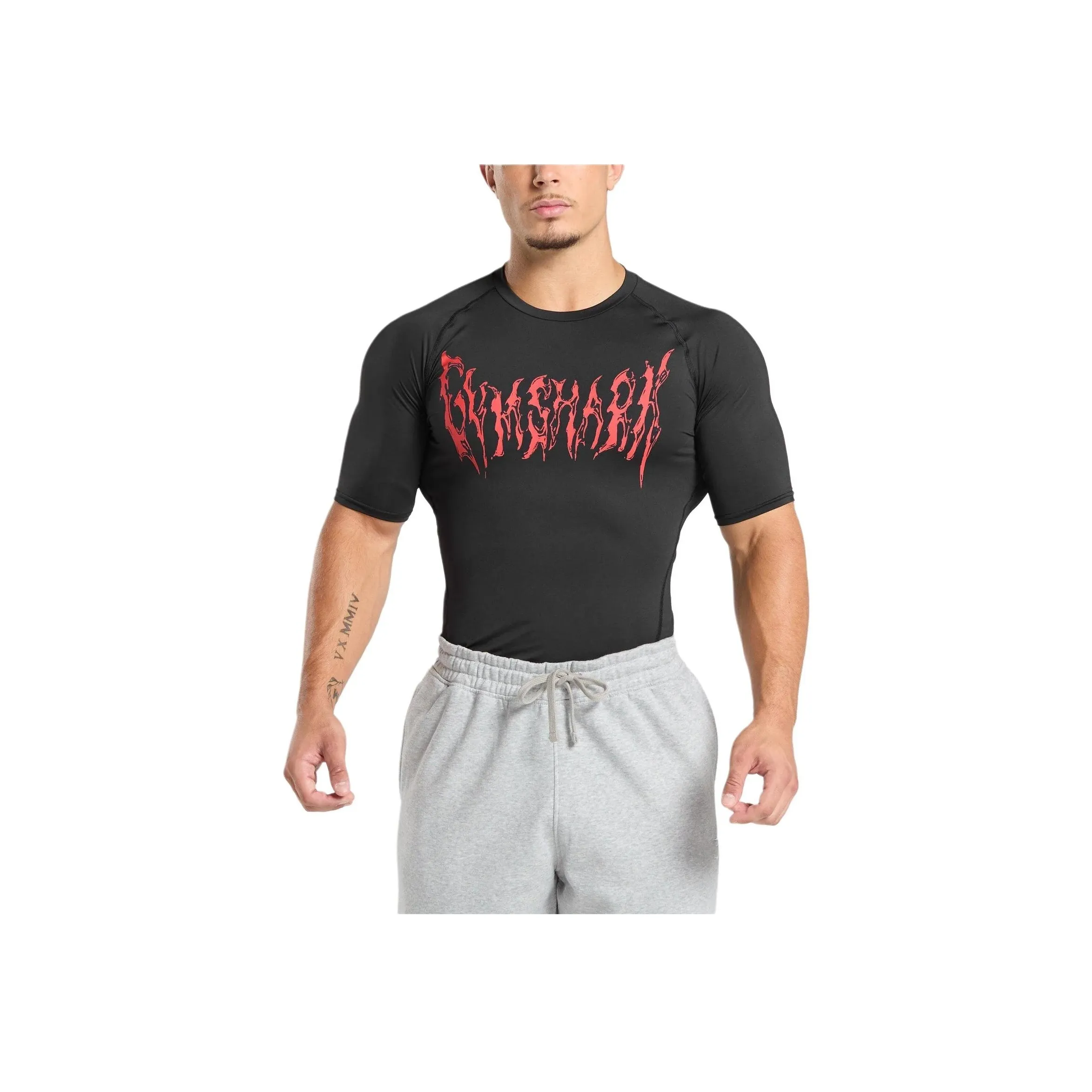 GYMSHARK Graphic Baselayer T Shirt Men's Black