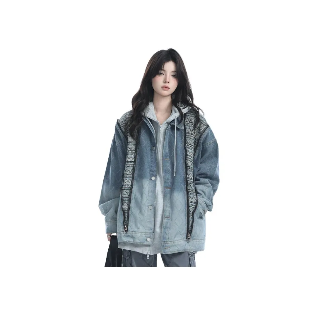 REXSHION Винтажный синий унисекс джинсовые куртки