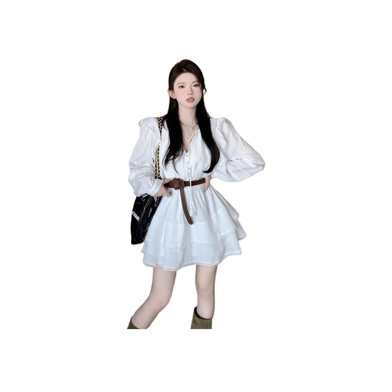 FOCOS STUDIO Длинное платье с длинными рукавами женское