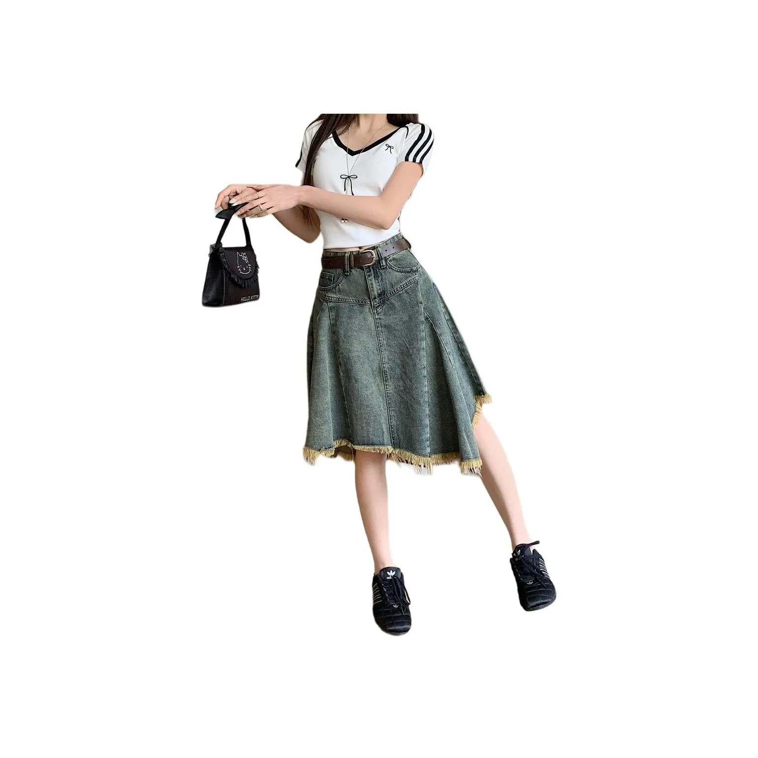 ZXBY Синий Женские Джинсовые Длинные Юбки