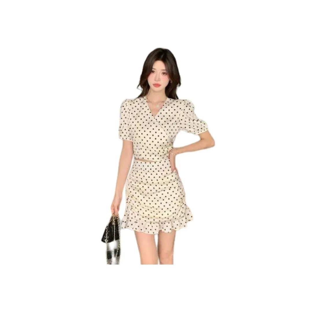 YINLEI Гороховый узор Двухкомпонентный комплект Женские комплекты с юбкой