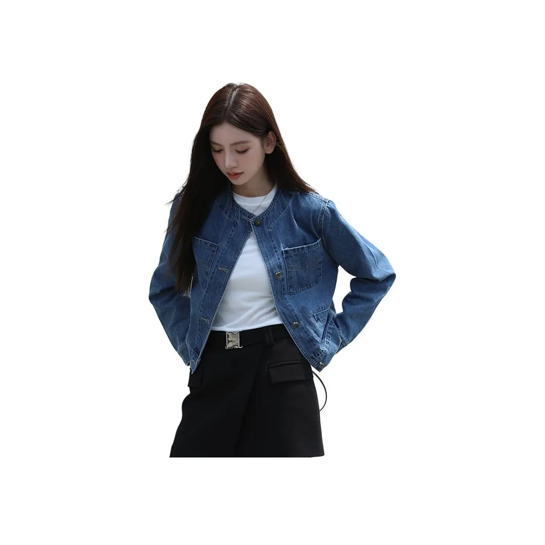 Garbege Синий Куртка Женские Джинсовые куртки