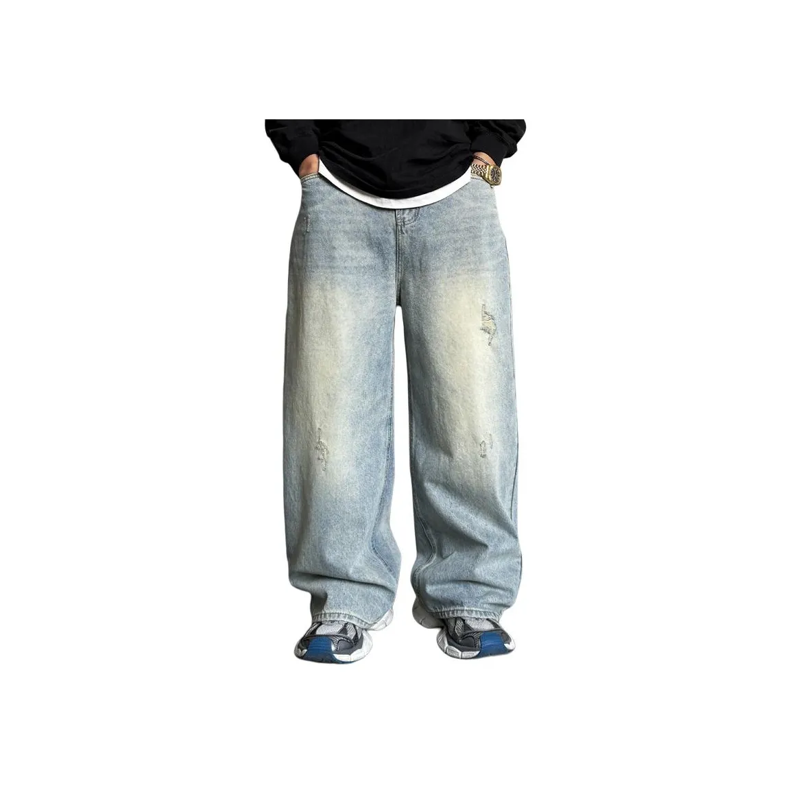ZHANDASHUAI Винтажные синие мужские джинсы