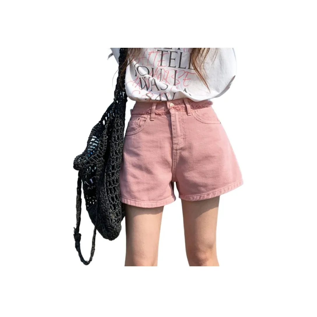 NANING9 Джинсовые шорты Женские Розовые