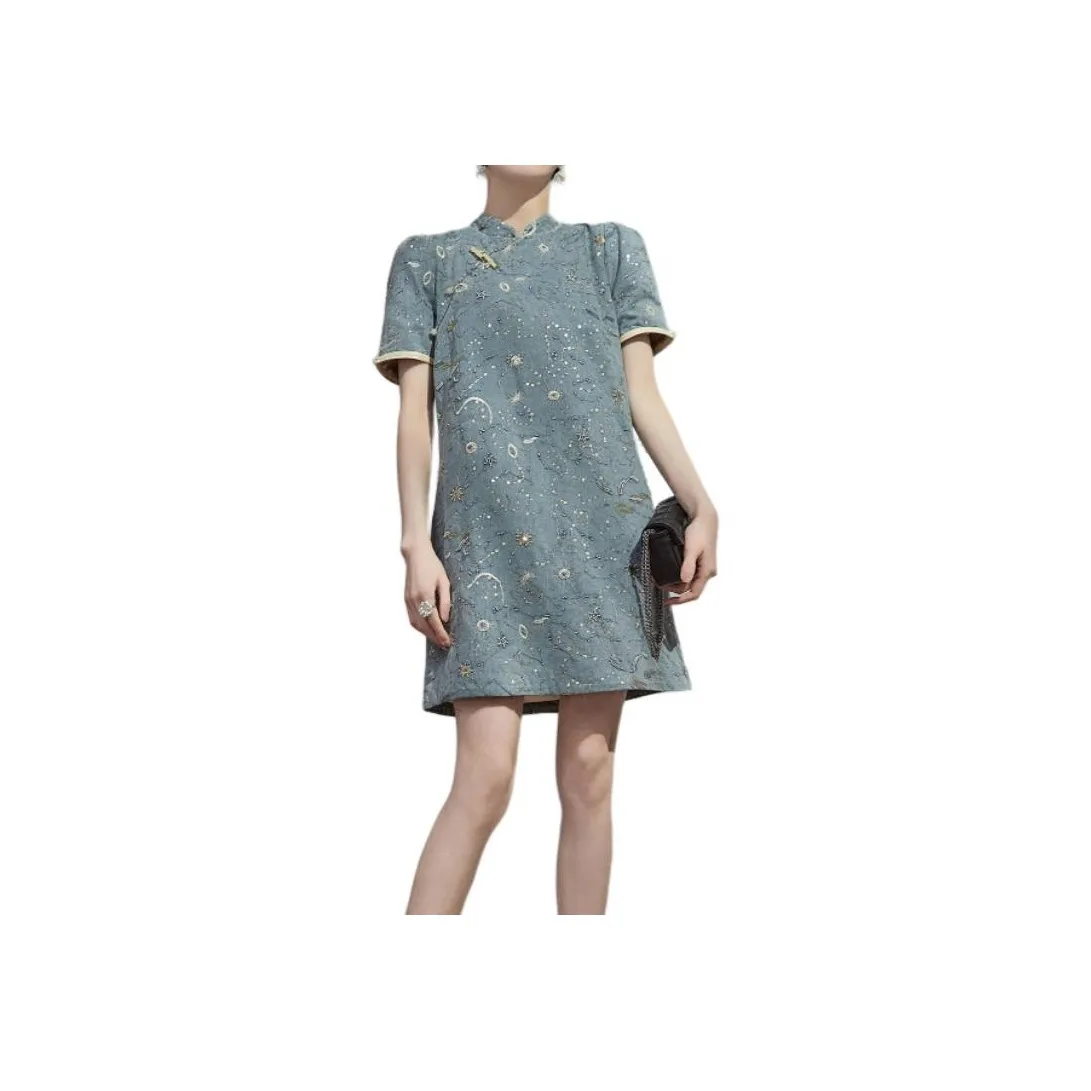 DESIGNER UNCLE Short Sleeved Dress Women's Blue