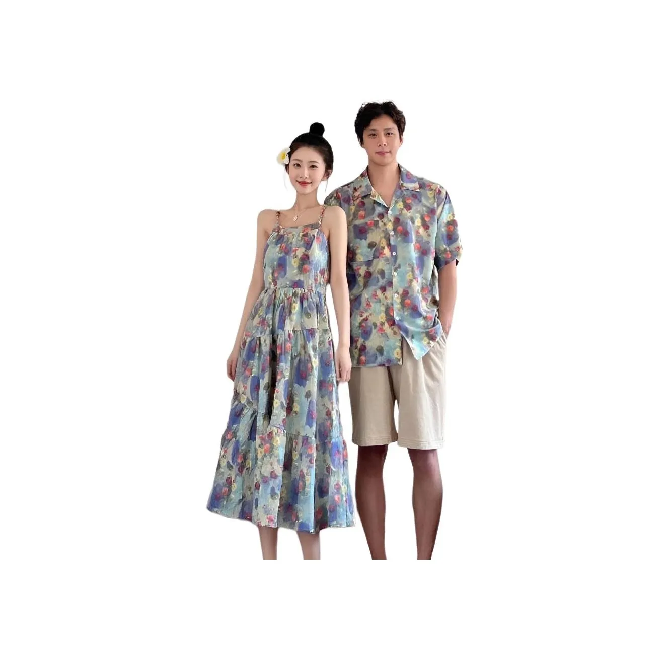 QYPRF Синий Одежда для пары Женские Платье And Шаль+Мужская одежда Наборы Женские Парные комплекты