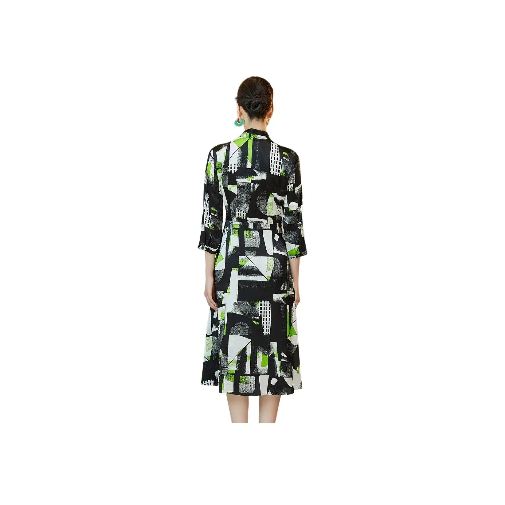 BBLLUUEE Long Sleeved Dress Women's Black Emerald Green