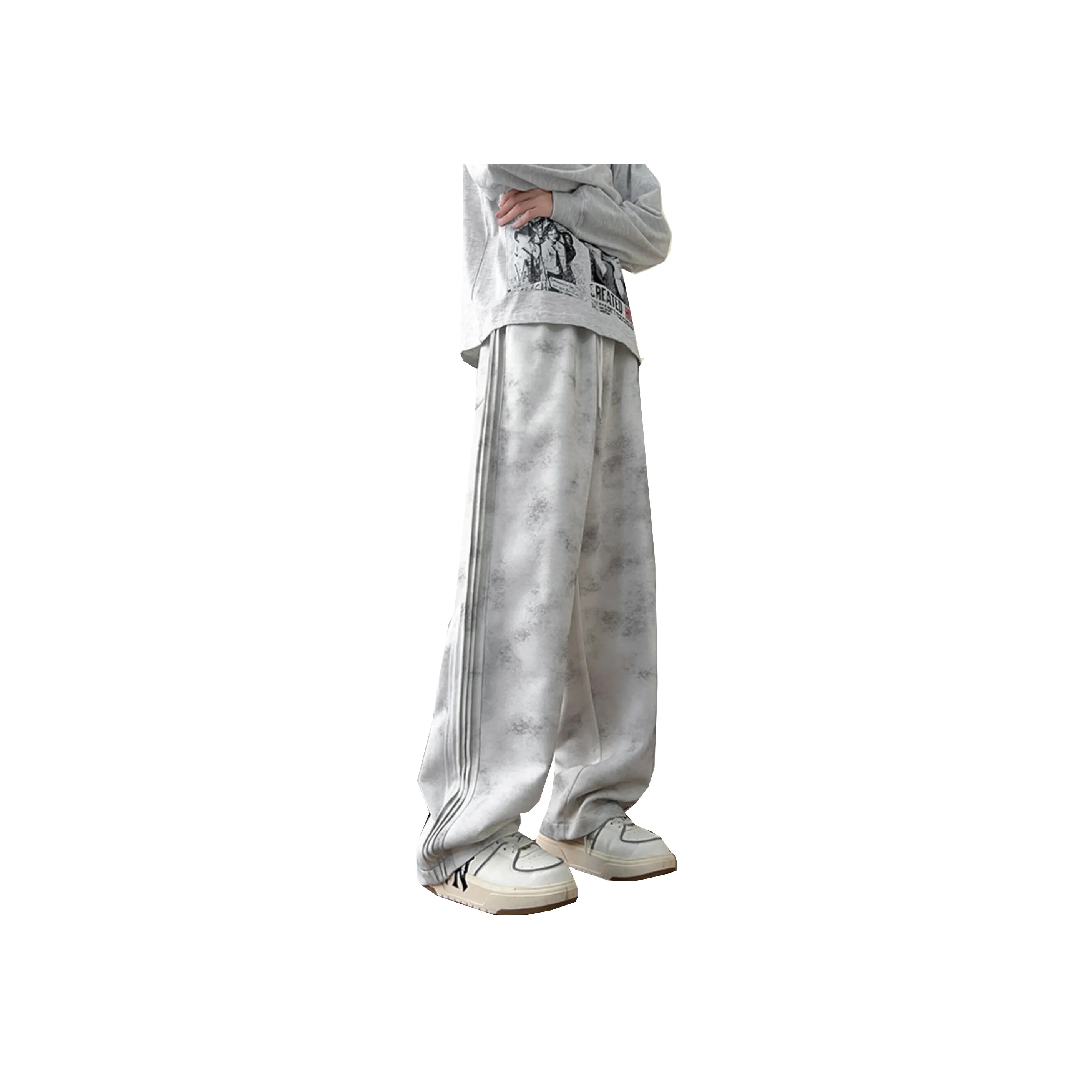 JCUI Casual Pants Unisex Gray White