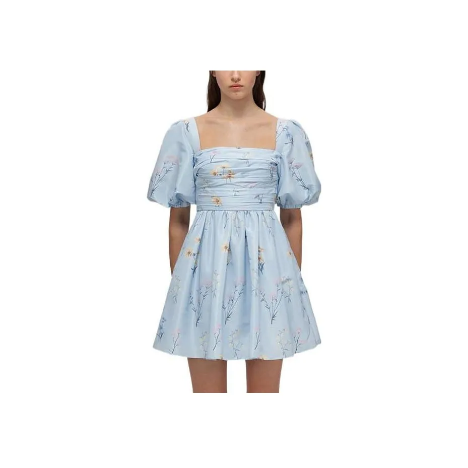 Self portrait Short Sleeved Dress Women's Blue