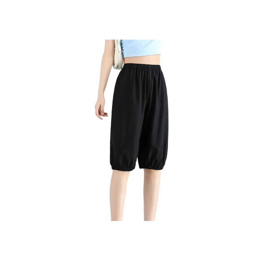 JEANSWEST Japanese Minimalist Style Everyday Commute Versatile High Rise Comfortable Hem Elastic 5/8 Summer Women's