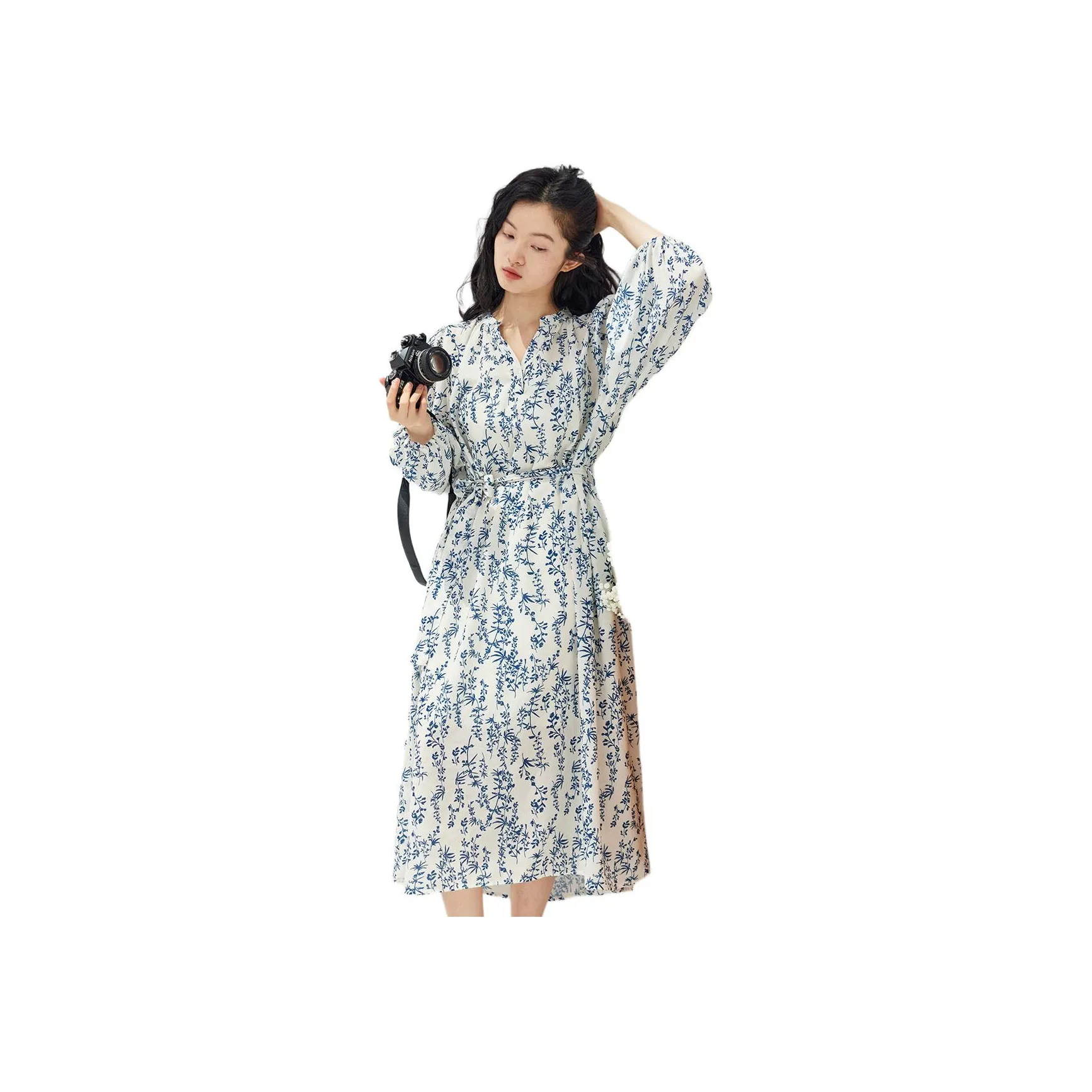 ZIMO Длинное платье с длинными рукавами женское