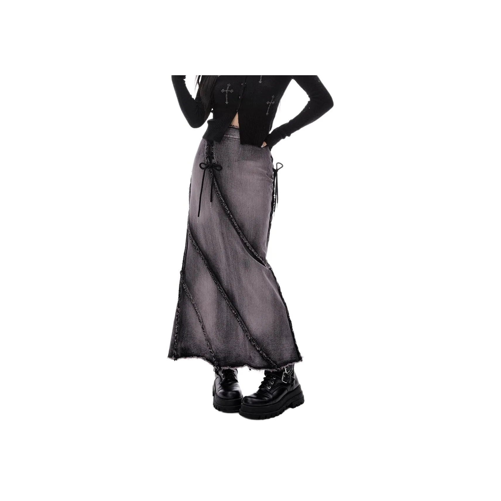 I'M ONE Деним Длинная Юбка Женская Фиолетовая