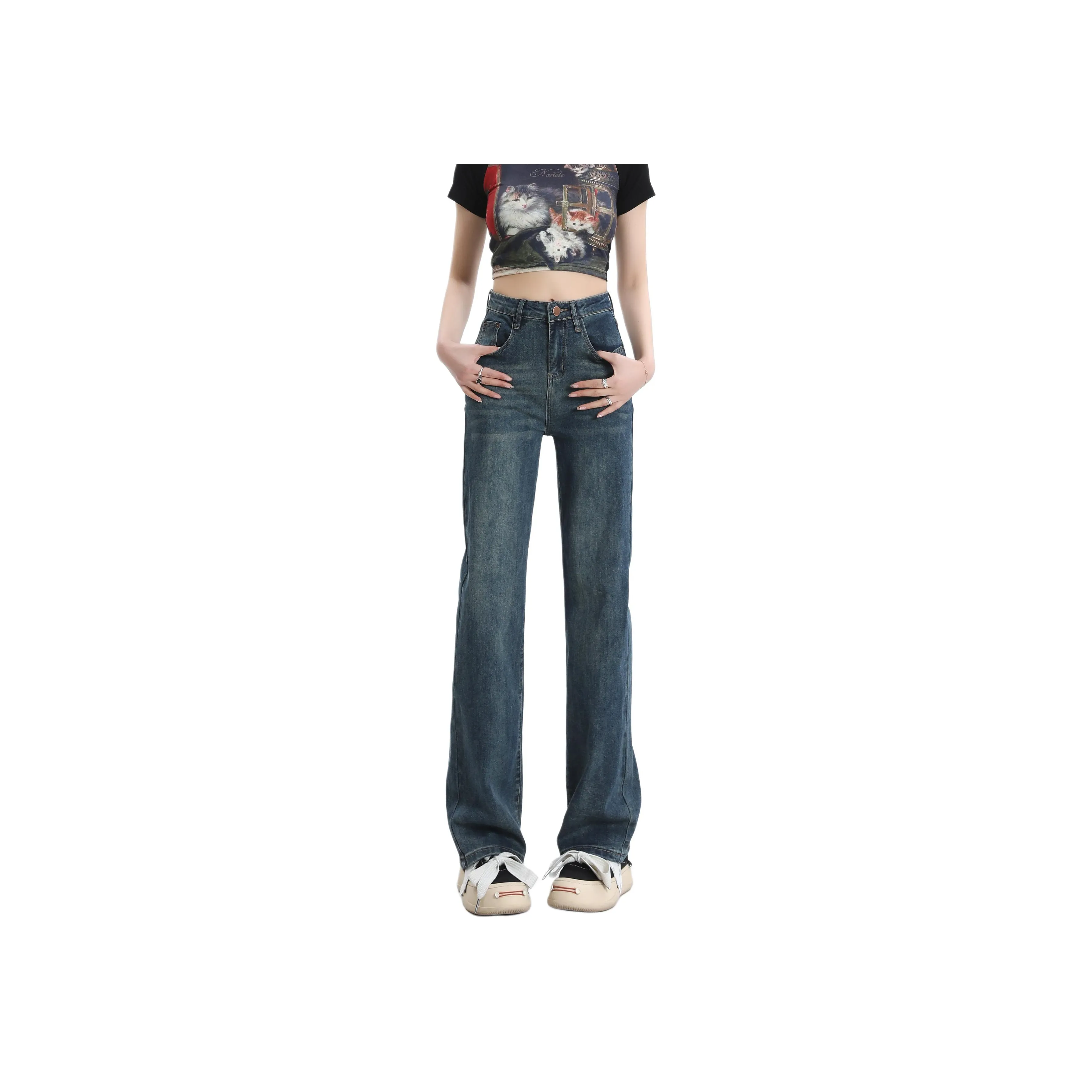 Menglaini Jeans Unisex Concrete Gray