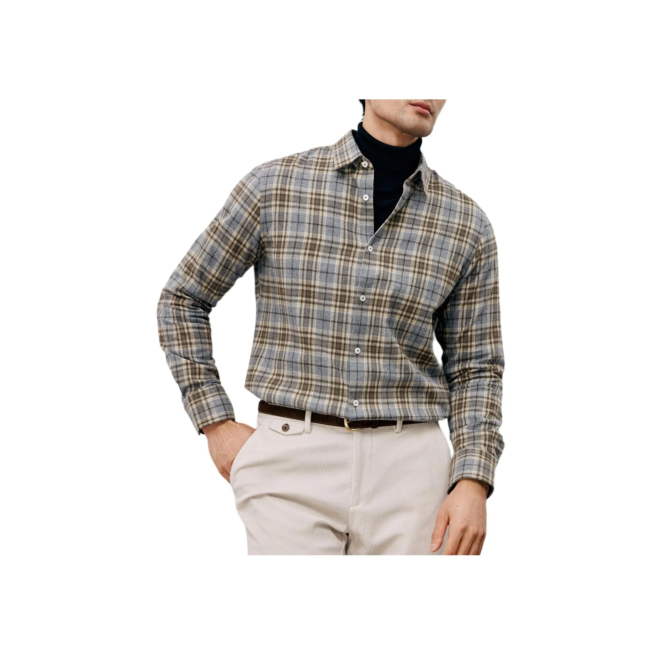 St. H Серый хаки Клетка Мужская Рубашка