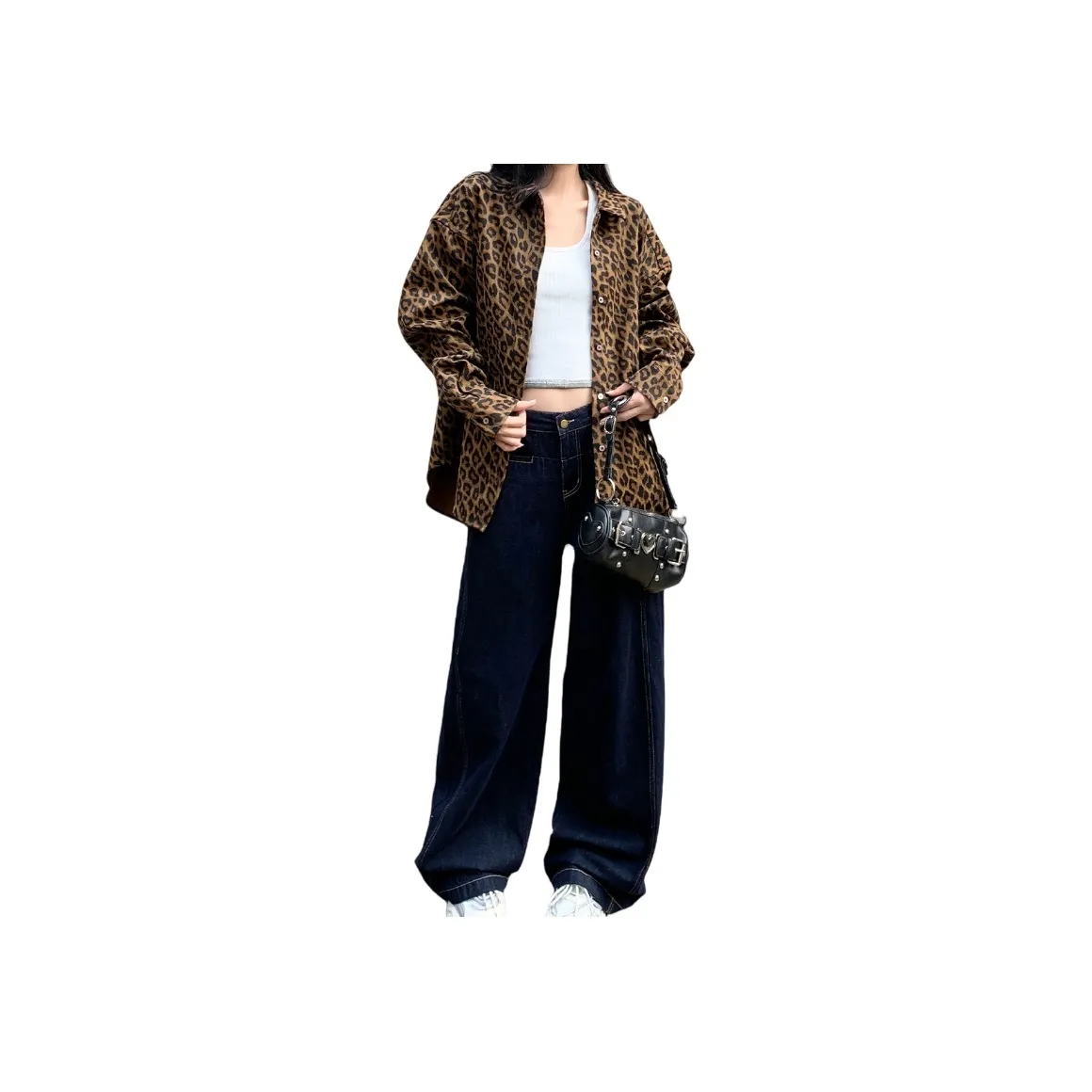 ZXZA Denim Jacket Женская с леопардовым принтом