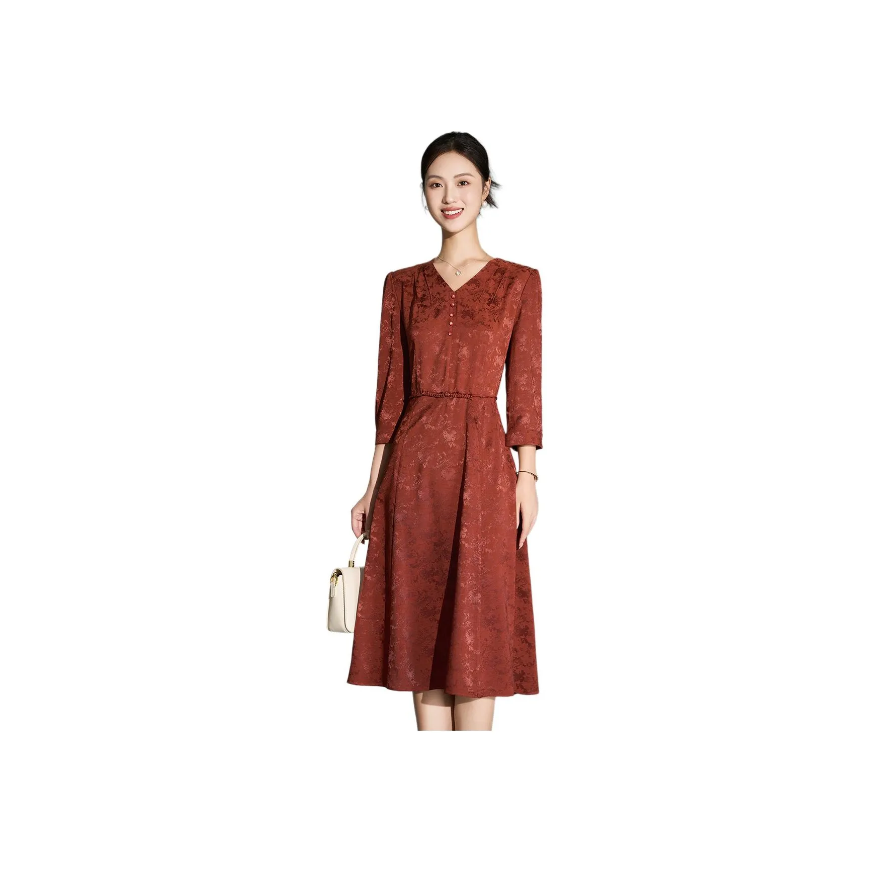 Mylan Long Sleeved Dress For Early Autumn Women's Red