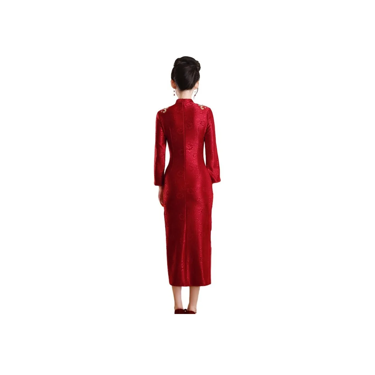 Red Colored Clothes Cheongsam Women's Burgundy