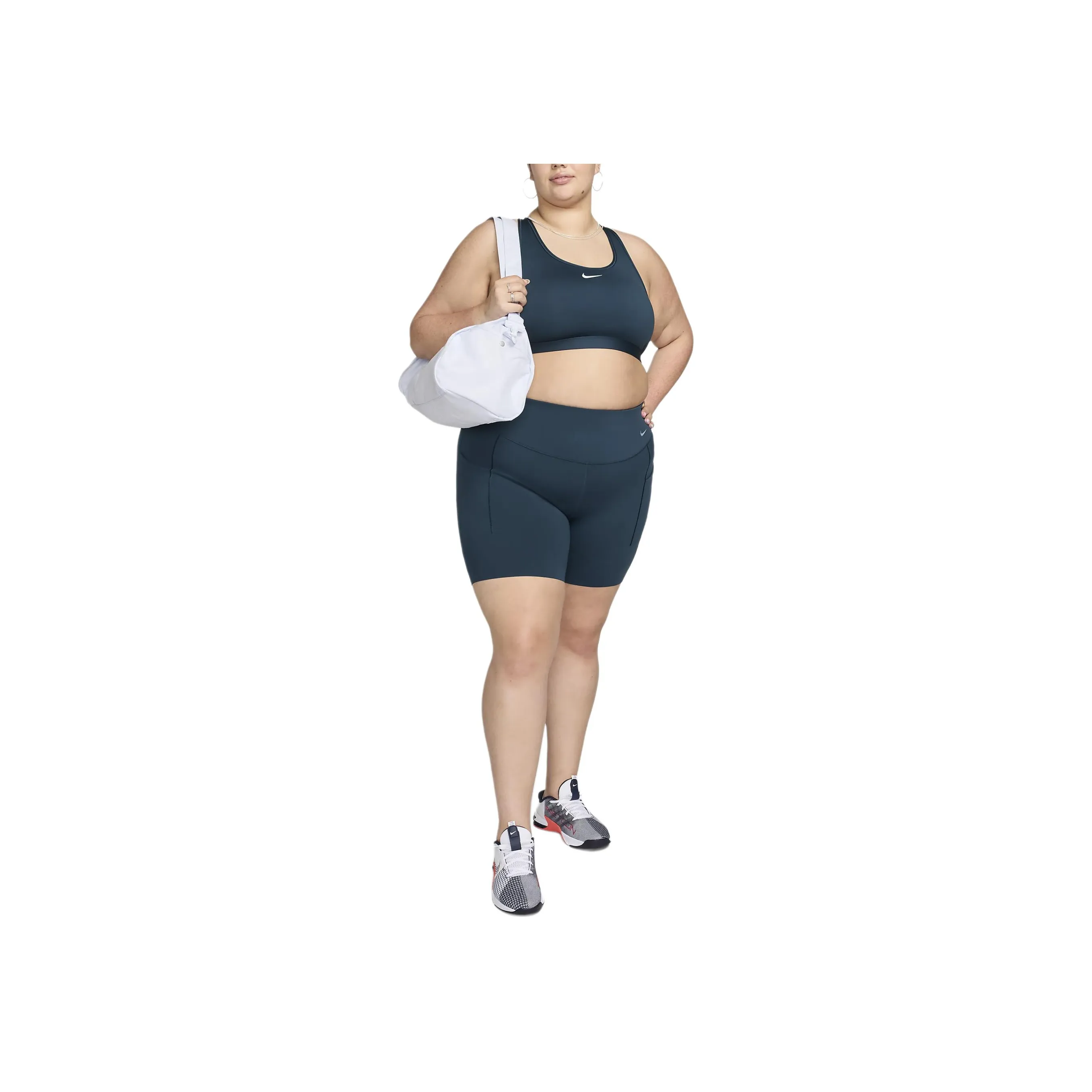 Nike Universa Women's Medium-Support High-Waisted 8' Biker Shorts With Pockets Plus Size