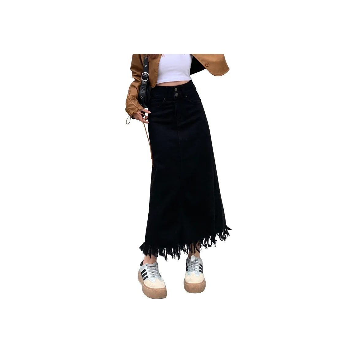 WESTLINK Denim Long Skirt Women's Black