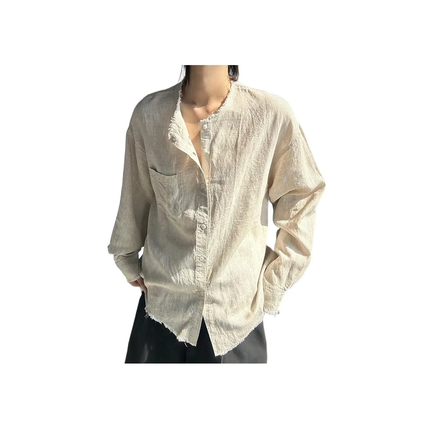 RKVC Льняная ткань Унисекс Рубашки