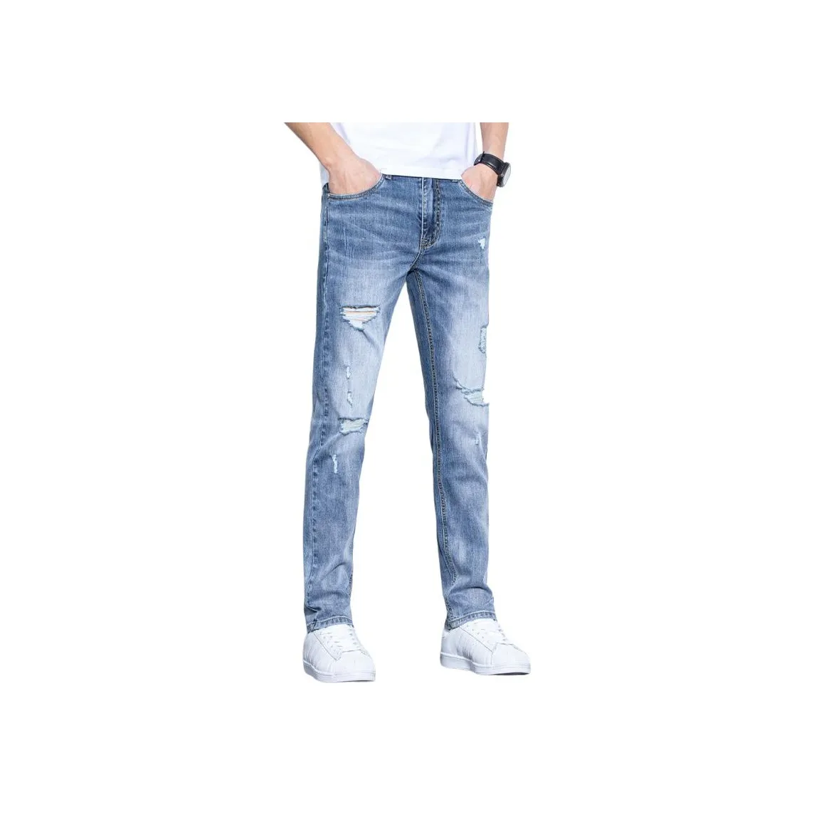 YUQIAN Светло-синие унисекс джинсы