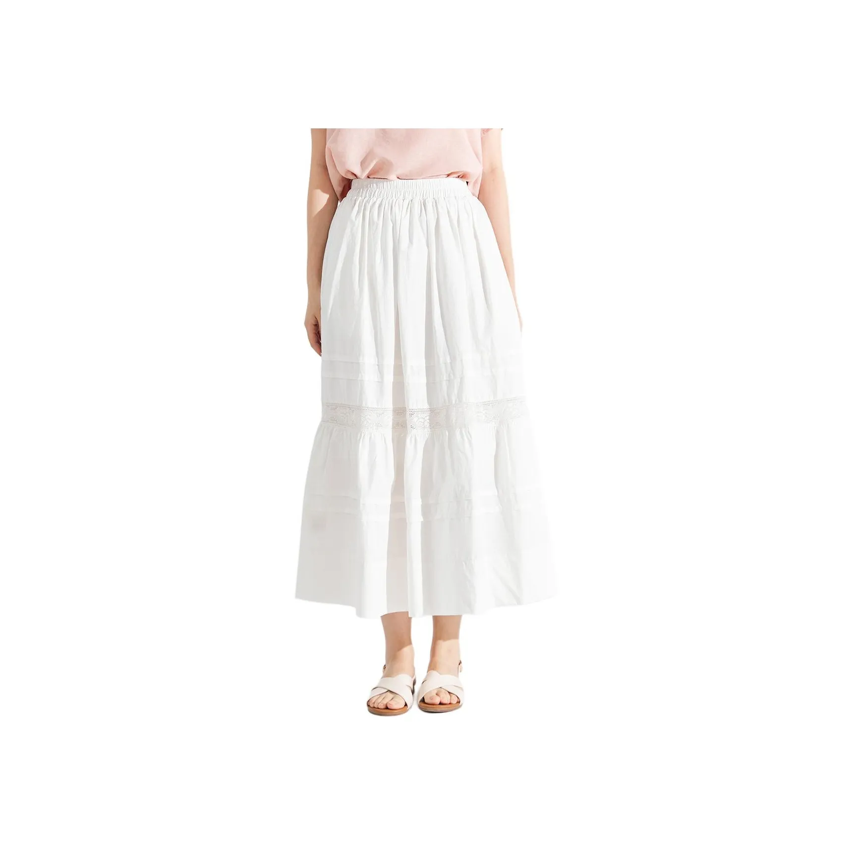 ZIMO Белый Женские Повседневные Длинные Юбки