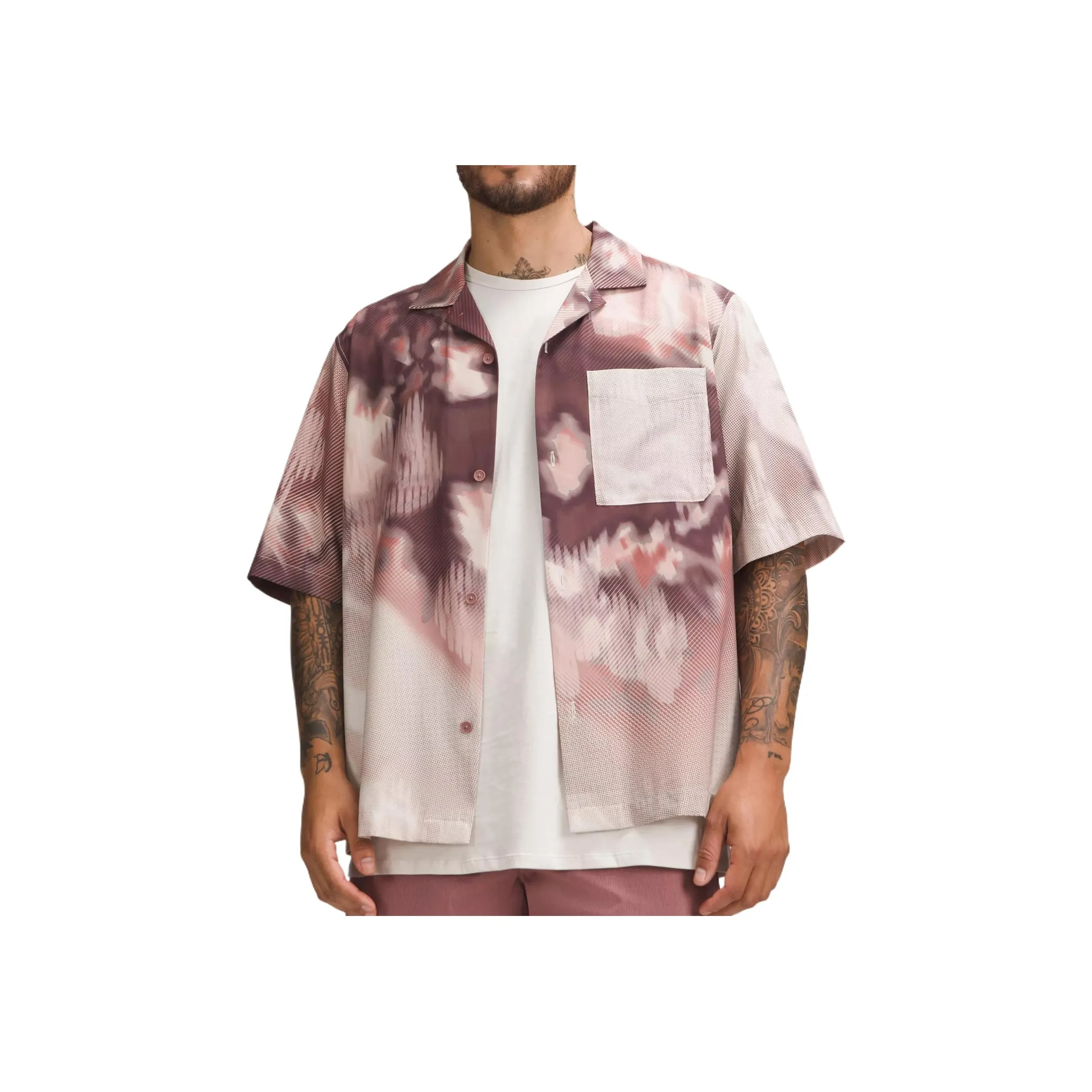 Lululemon Team Canada Collection COC Men's Button Down Shirt Men's Pink Brown