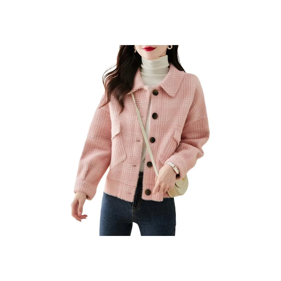 Still Quiet Модный Длинный рукав вдохновленный Chanel толстый укороченный пальто женский