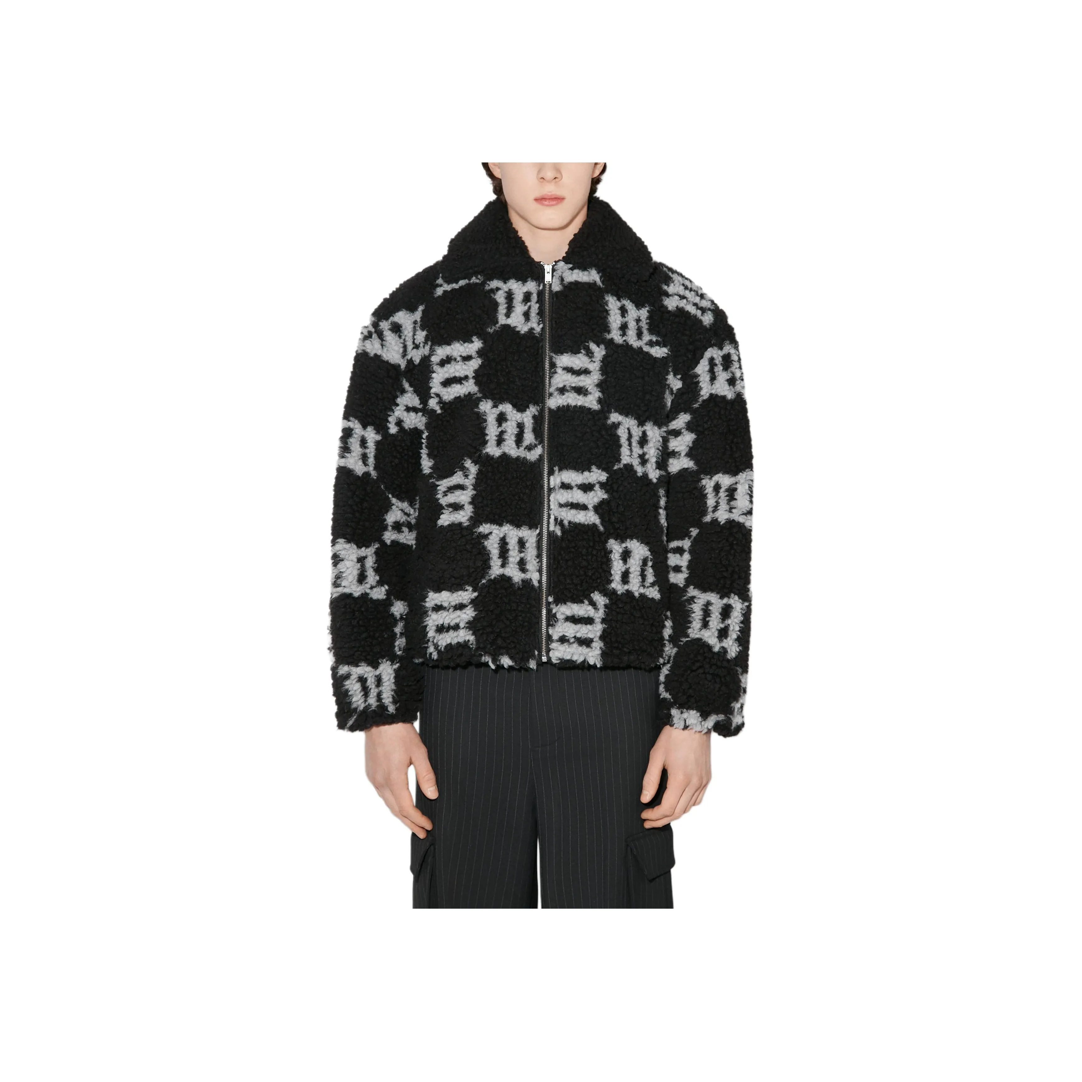 Misbhv Monogram Faux Shearling Jacket