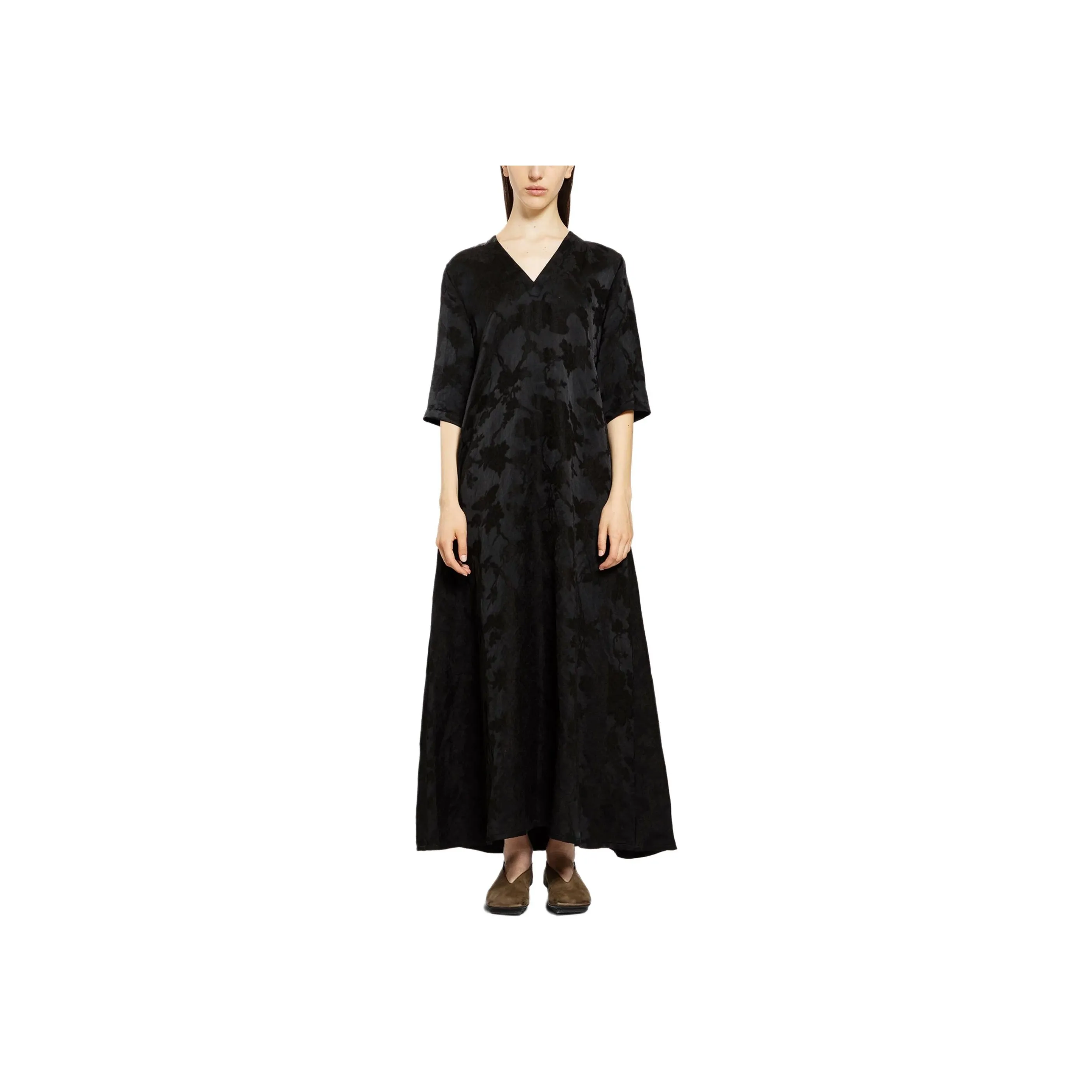 UMA WANG V Neck Midi Dress