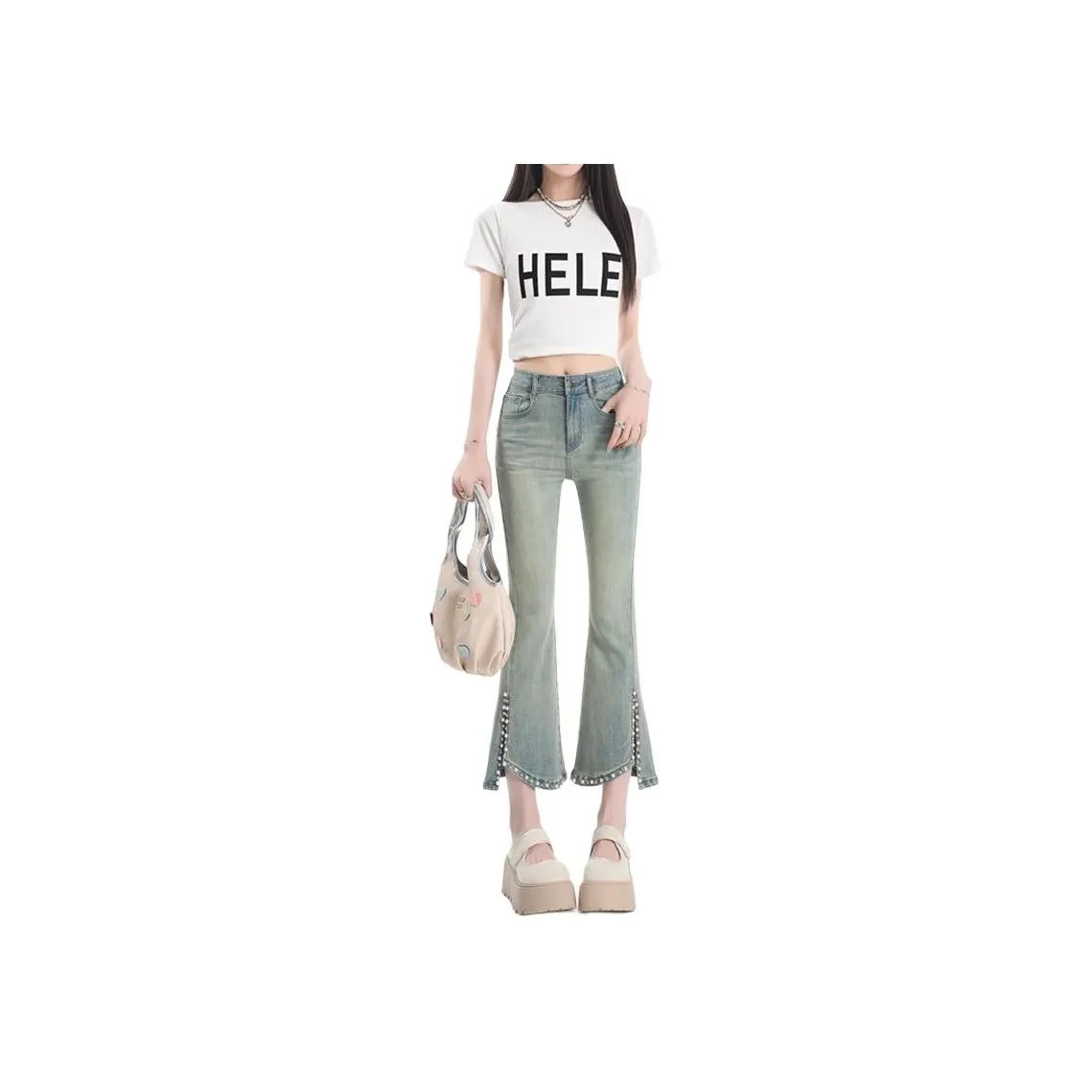 HELEH Jeans Women's Nostalgic Blue Ankle Length