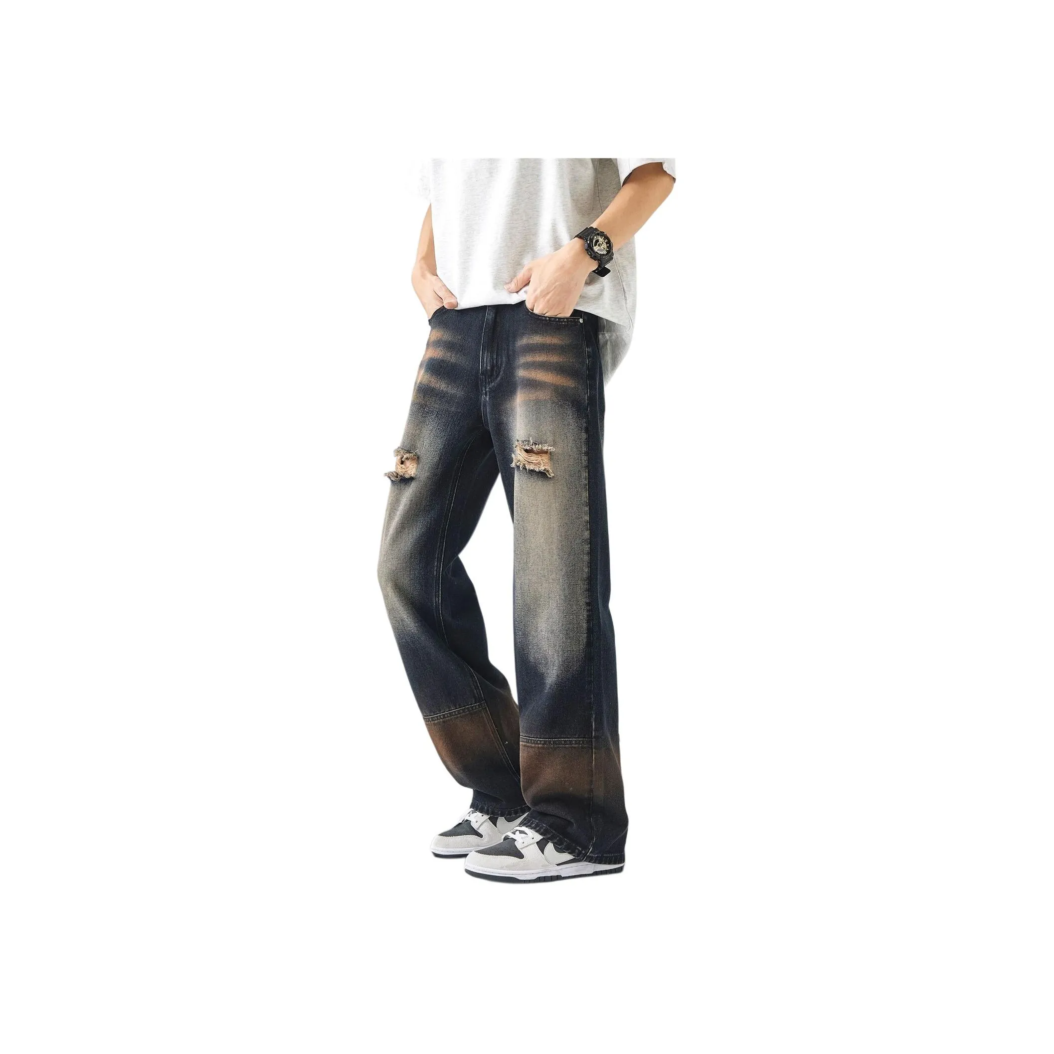 YINLANGSHIJIA Синий Серый Мужские Джинсы