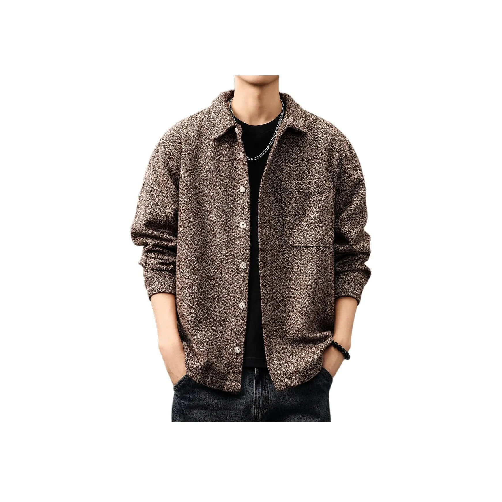 VUAS Весенний Осенний Рубашка Свободного кроя Унисекс