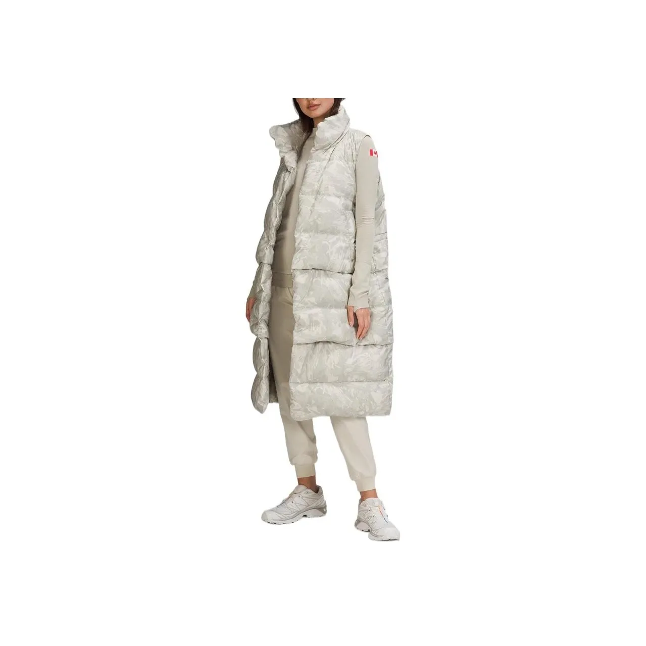 Lululemon Transformable Series Down Jacket Women's Maple Leaf Shaped Light Gray Mixed Color