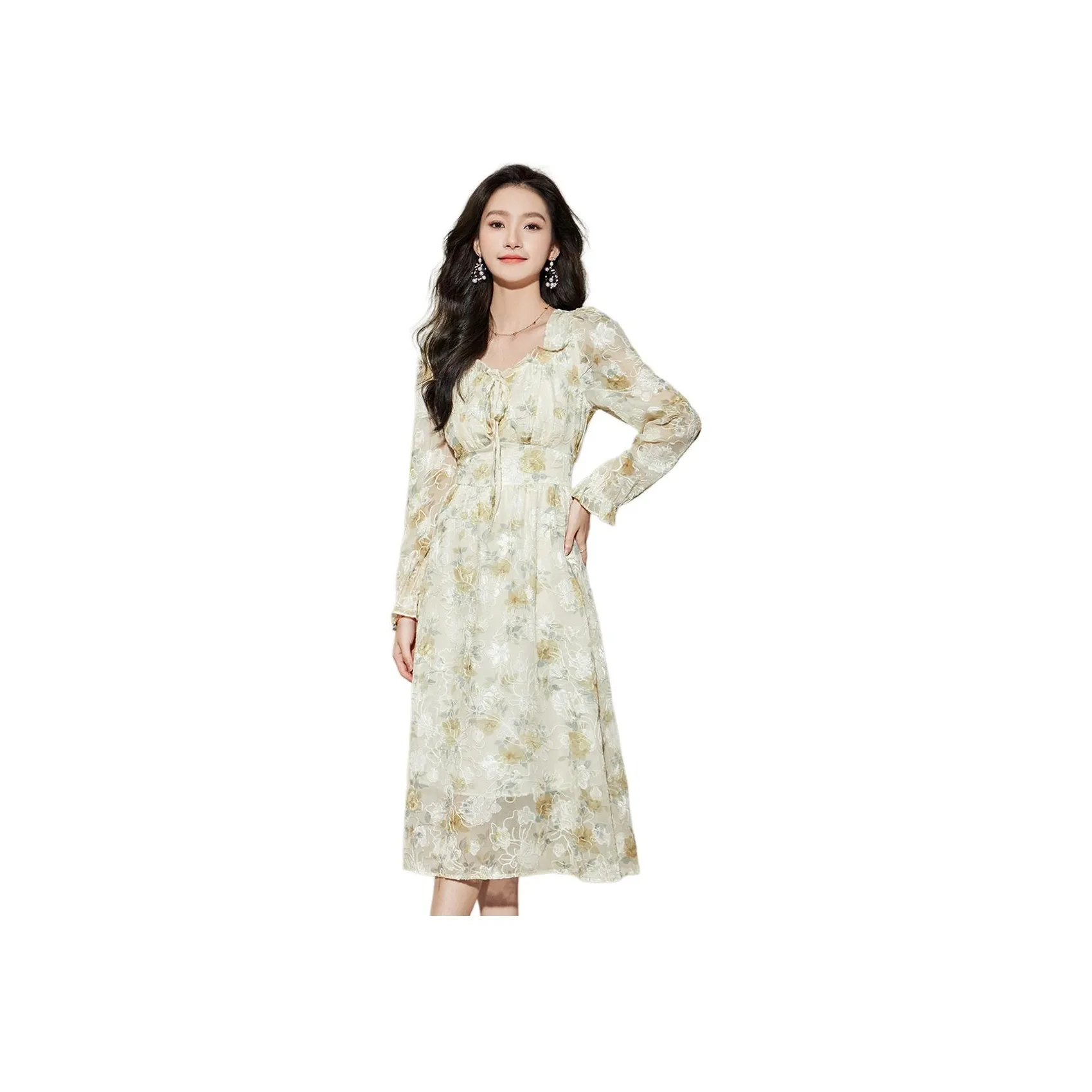 Love Elaine Long Sleeved Dress Women's Apricot