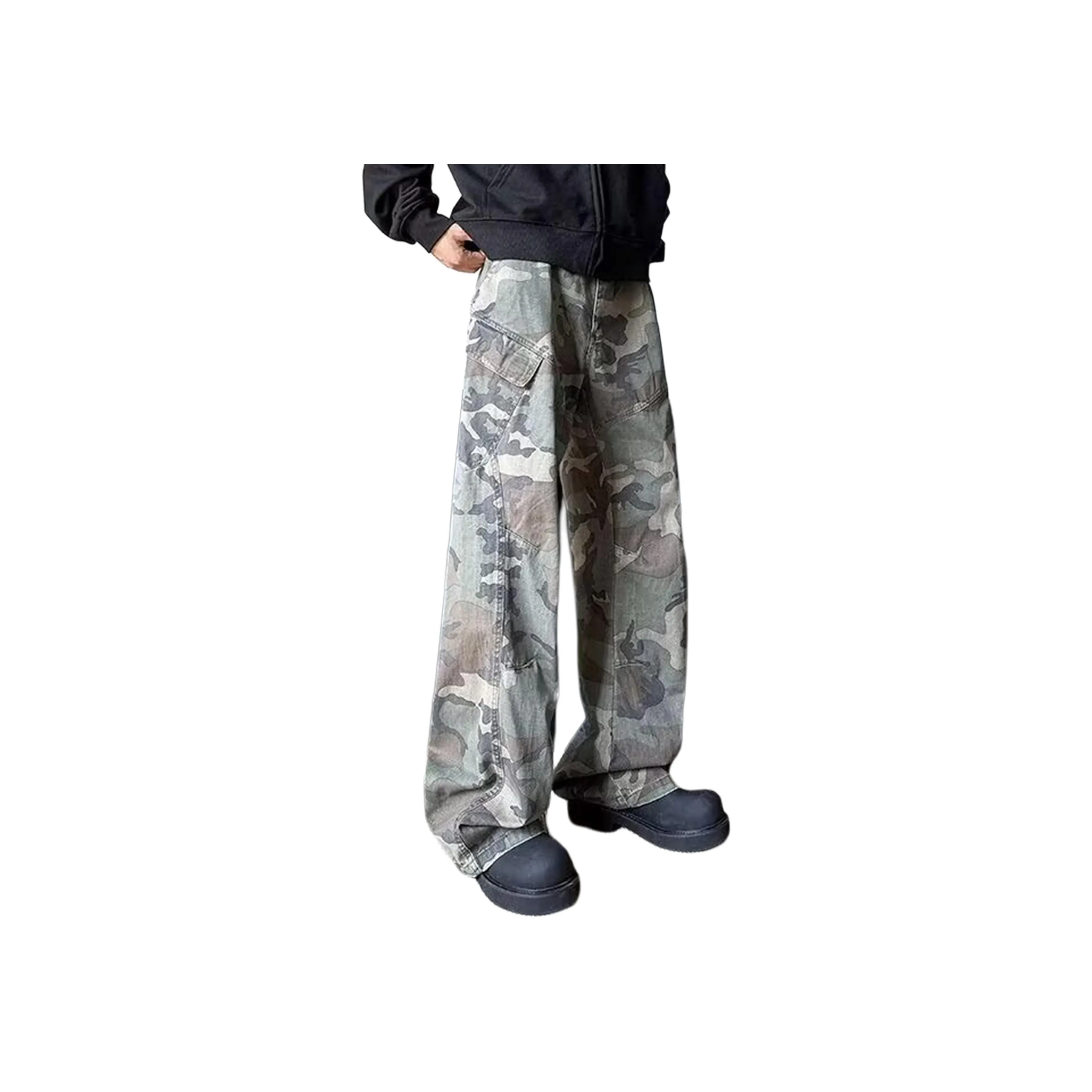 WOKXSS Зеленый камуфляж унисекс джинсы