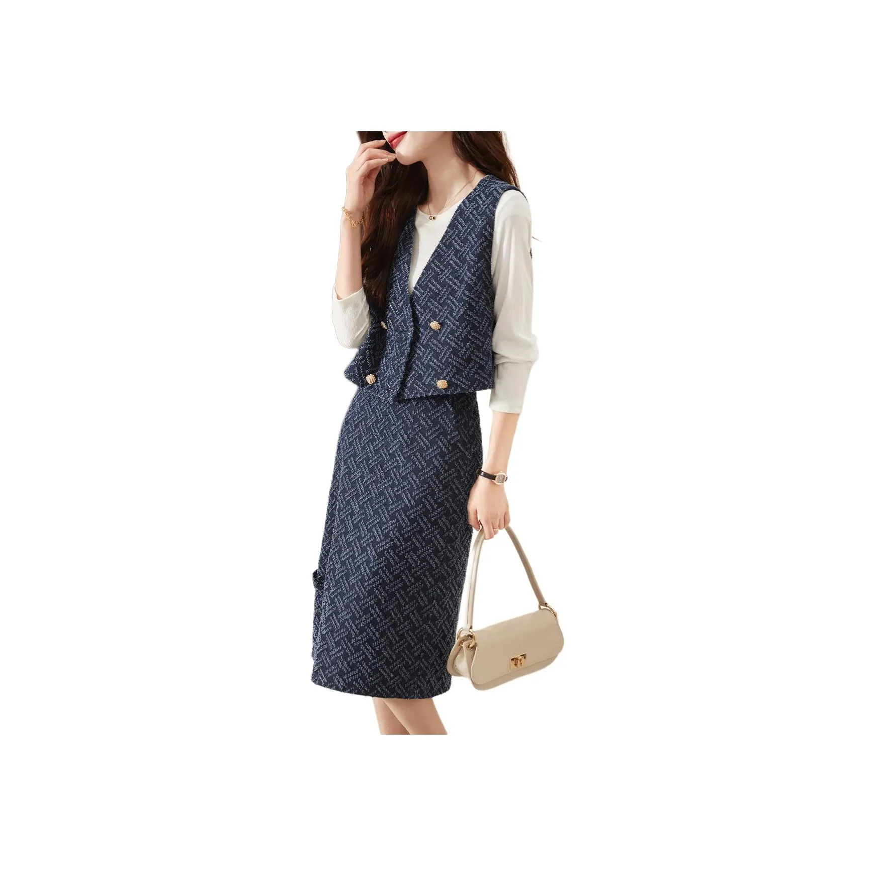 Mo Han Yi Mei Skirt Set Women's Denim Blue
